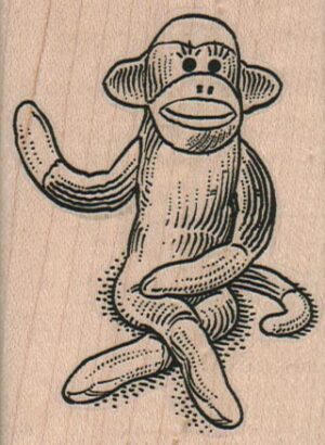 Sock Monkey Waving 2 1/4 x 3-0