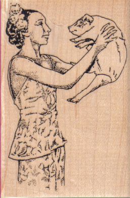 Lady With Pig 2 1/2 x 3 1/2-0
