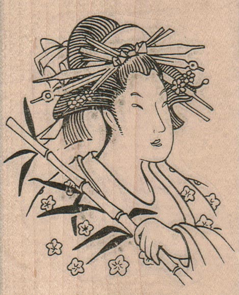 Geisha With Bamboo 3 1/4 x 4-0
