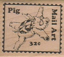 Pig Mail Art 1 1/2 x 1 1/2-0