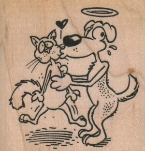 Angel Dog Kissing Cat 2 1/4 x 2 1/4-0