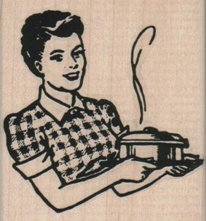 Fifties Lady With Cooking 3 x 3 1/4-0