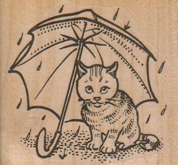 Cat Under Umbrella 2 1/2 x 2 1/4-0