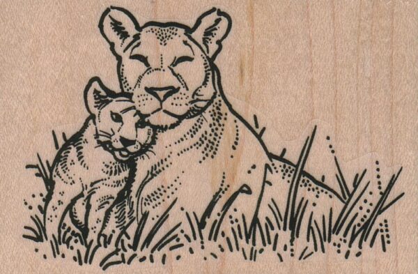 Mother Lion And Cub 3 1/2 x 2 1/4-0