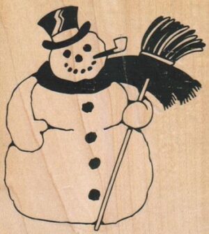 Snowman With Pipe/Broom 3 1/4 x 3 1/2-0