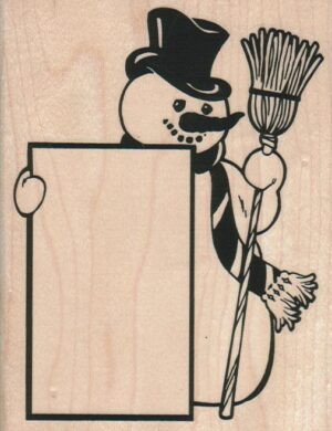 Snowman With Broom/Sign 3 1/2 x 4 1/2-0