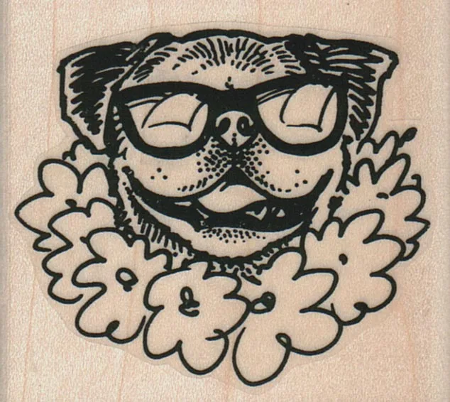 Pug Dog In Lei 2 1/4 x 2-0