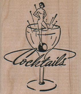 Cocktails Lady In Glass 2 x 2 1/4-0