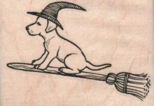 Dog Witch On Broom 2 3/4 x 2-0