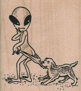 Dog Pulling Alien Bathing Suit 2 1/4 x 2 1/2-0