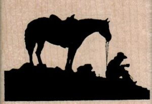 Cowboy & Horse Silhouette 2 1/2 x 1 3/4-0