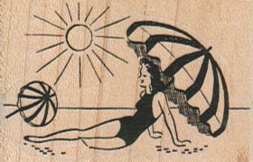 Lady Sunbathing On Beach 2 x 1 1/4-0