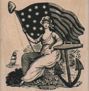 Lady With Flag And Anchor 2 1/2 x 2 1/2-0