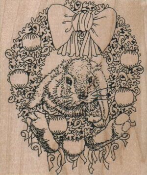 Christmas Wreath Bunny 3 x 3 1/2-0