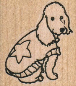 Poodle Dog With Star Sweater 1 1/2 x 1 1/2-0