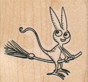 Bunny On Broom 2 1/2 x 2 1/4-0