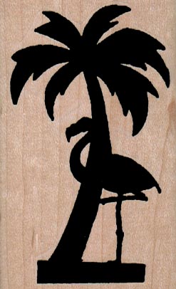 Flamingo And Palm Tree Silhouette 1 3/4 x 2 3/4-0