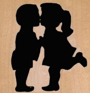 Kissing Couple Silhouette 3 3/4 x 4 1/4-0