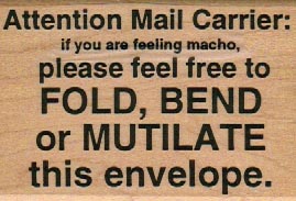 Attention Mail Carrier/Macho 2 x 2 3/4-0