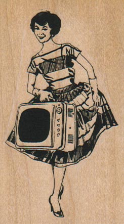 Lady With TV 1 3/4 x 3-0