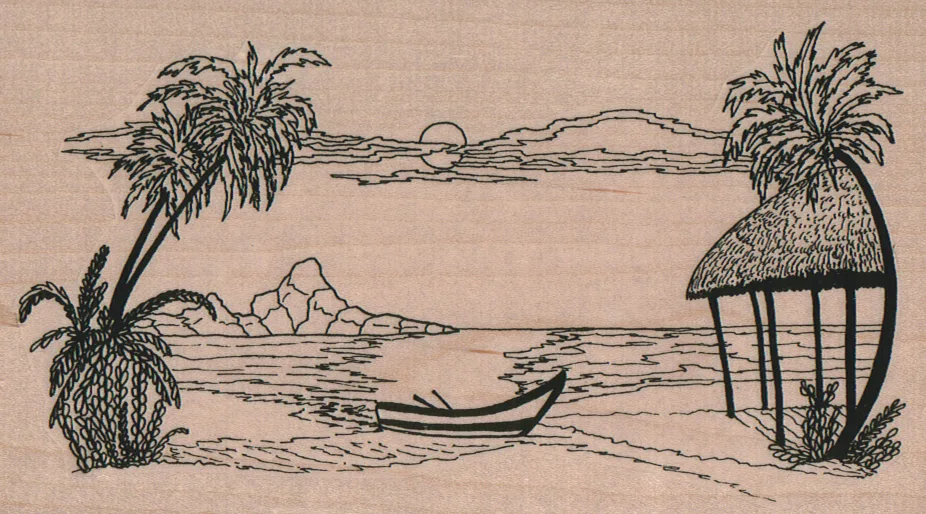 Tropical Beach Scene 3 3/4 x 6 1/4-0