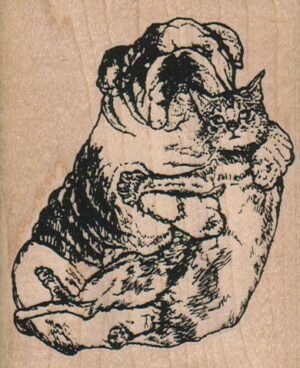 Bulldog and Cat Pals 2 3/4 x 3 1/2-0