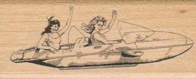 Two Girls Waving In Boat 1 1/2 x 3 1/2-0