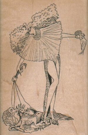 Art Deco Reptile Lady 2 3/4 x 4 1/4-0