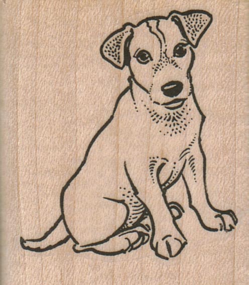 Sitting Jack Russell Dog 1 3/4 x 2-0