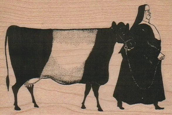 Nun With Cow 2 3/4 x 4-0