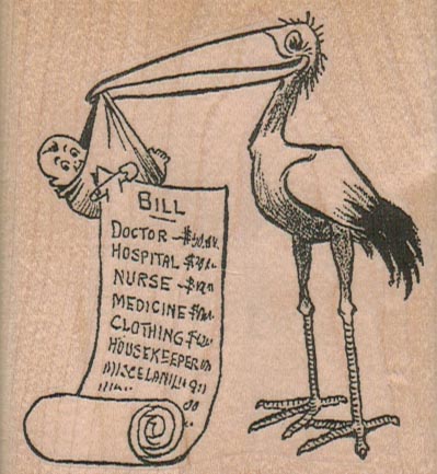 Stork With Baby & Bill 2 3/4 x 3-0