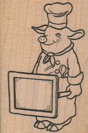 Pig Chef With Sign 2 1/4 x 3 1/4-0