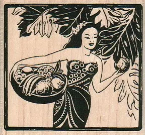 Polynesian Beauty Picking Fruit 3 x 2 3/4-0