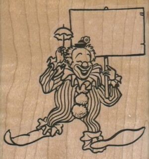 Clown With Sign 3 x 3-0