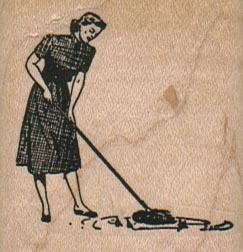 Lady Scrubbing Floor 1 3/4 x 1 3/4-0