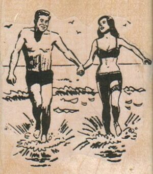 Lovers Running In Surf 2 1/4 x 2 1/2-0