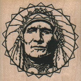 Indian Chief Head/Circle 2 x 2-0