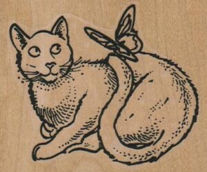Cat With Butterfly On Tail 2 3/4 x 2 1/4-0