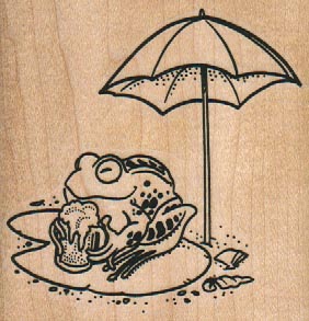 Frog Chilling With Beer/Umbrella 3 x 3-0