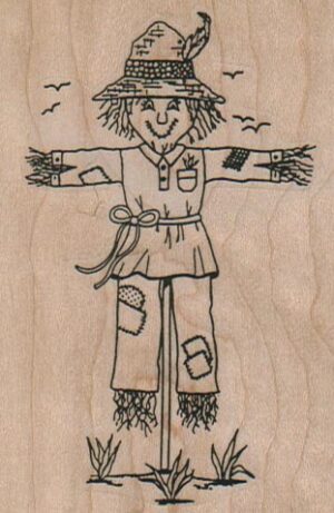 Scarecrow With Feather Hat 2 1/4 x 3 1/4-0