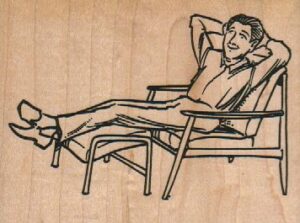 Man Relaxing In Chair 3 3/4 x 2 3/4-0