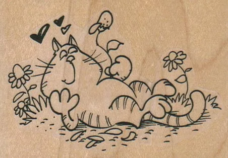Cat In Flowers 3 1/4 x 2 1/4-0