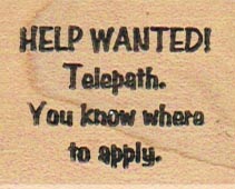 Help Wanted! Telepath. 1 1/4 x 1 1/2-0