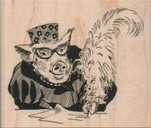 Pig With Plume Pen 3 x 2 1/2-0