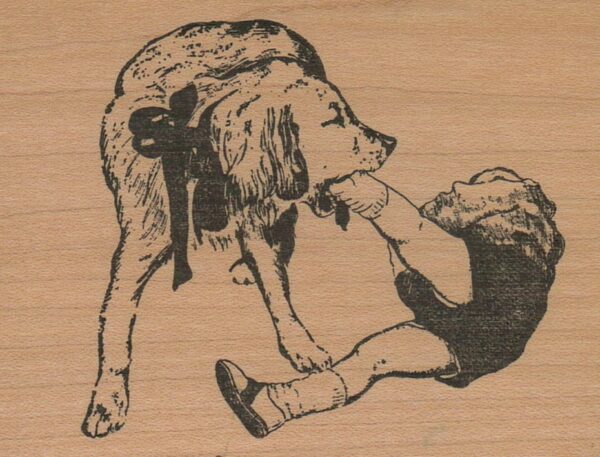 Dog Holding Child's Leg 3 1/4 x 2 1/2-0