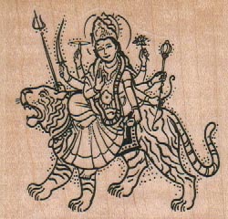 Indian Goddess On Tiger 2 3/4 x 2 1/2-0
