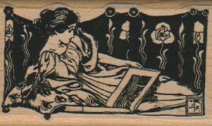 Art Nouveau Lady Reading 1 1/2 x 2 1/2-0