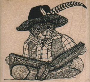 Cat Reading Book 2 1/2 x 2 1/4-0