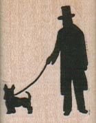 Silhouette Man With Dog/Med 1 x 1 1/4-0