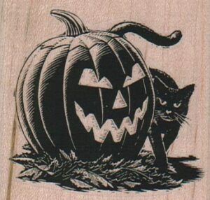 Cat & Jack O' Lantern 2 1/2 x 2 1/4-0